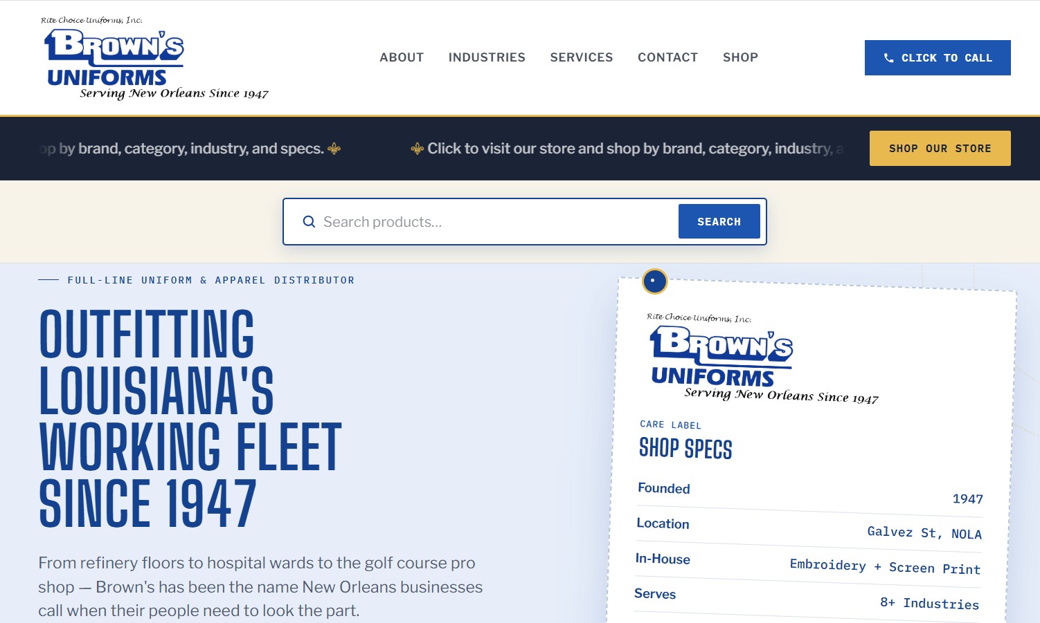 Uniform and apparel distributor website